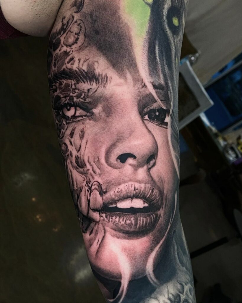 A Tattoo Depicting a Woman’s Face
